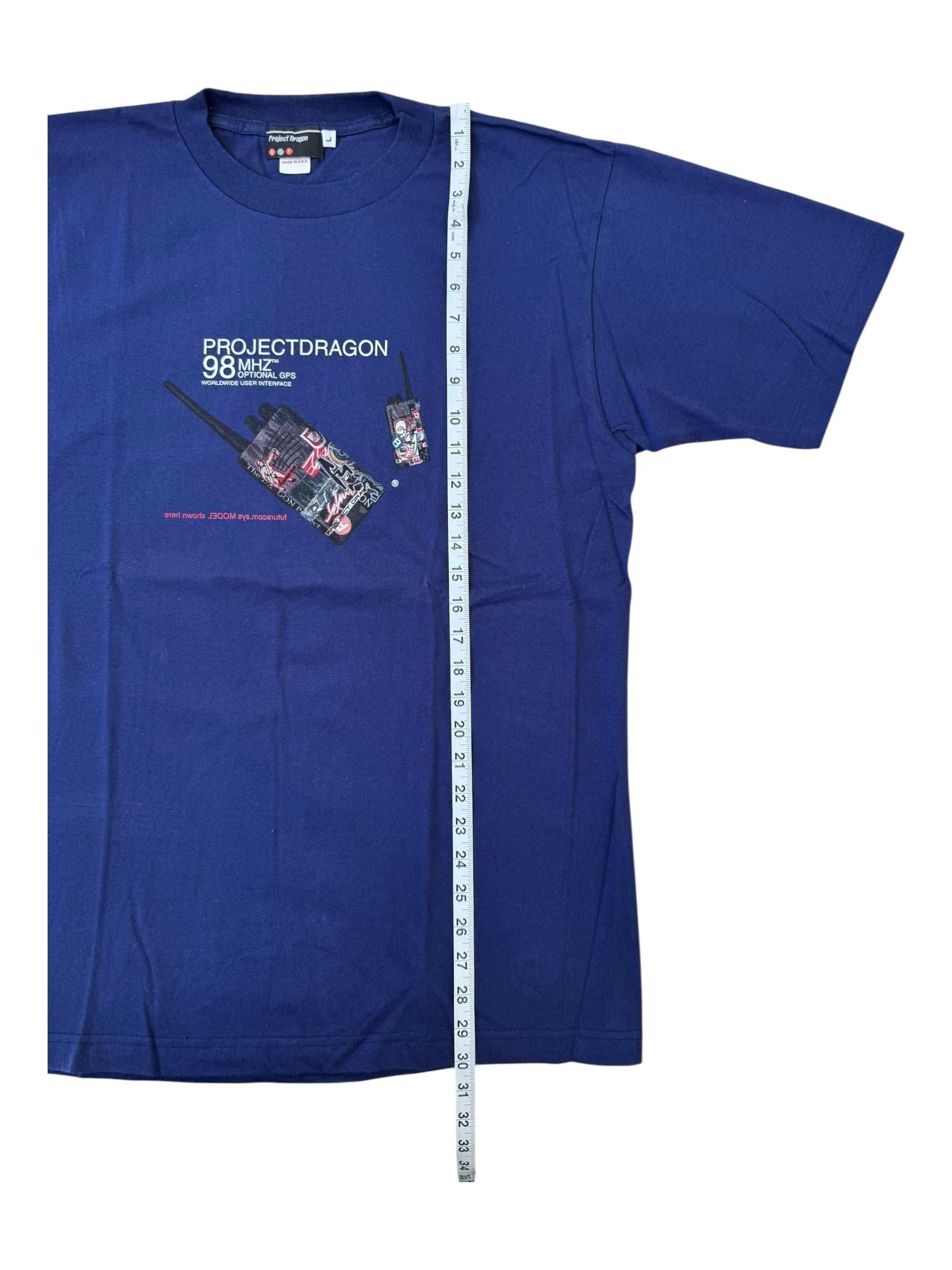 Futura 90s Navy Project Dragon Walkie Talkie T-shirt Size Large