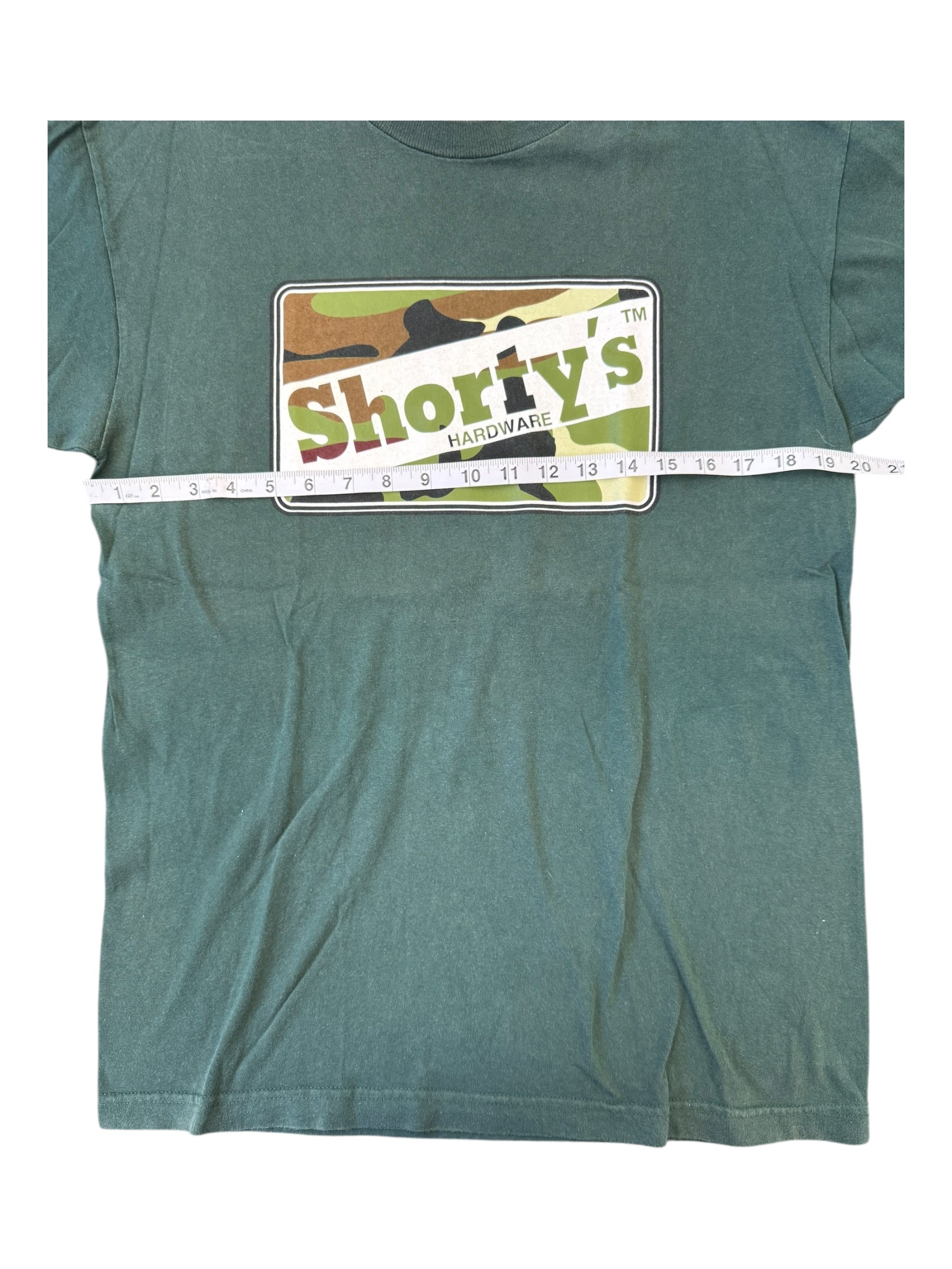 Shorty's 00s Camo Logo Green T-Shirt Size Medium