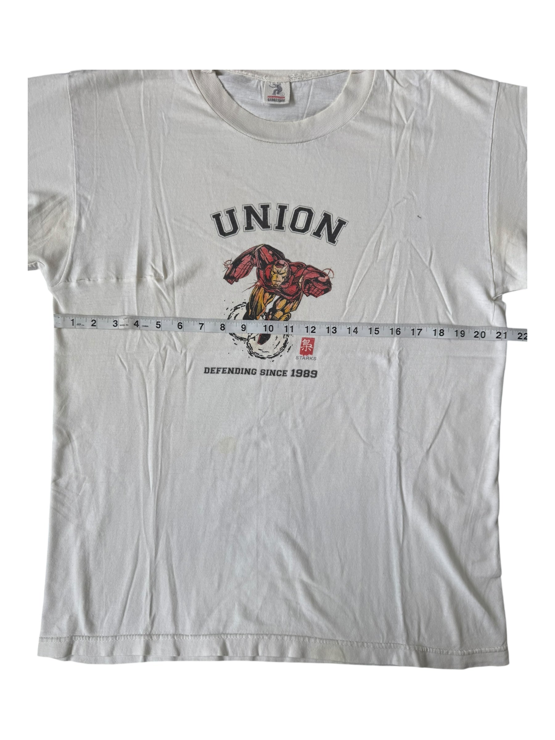 Union 90s Iron Man Starks White T-Shirt Size Large