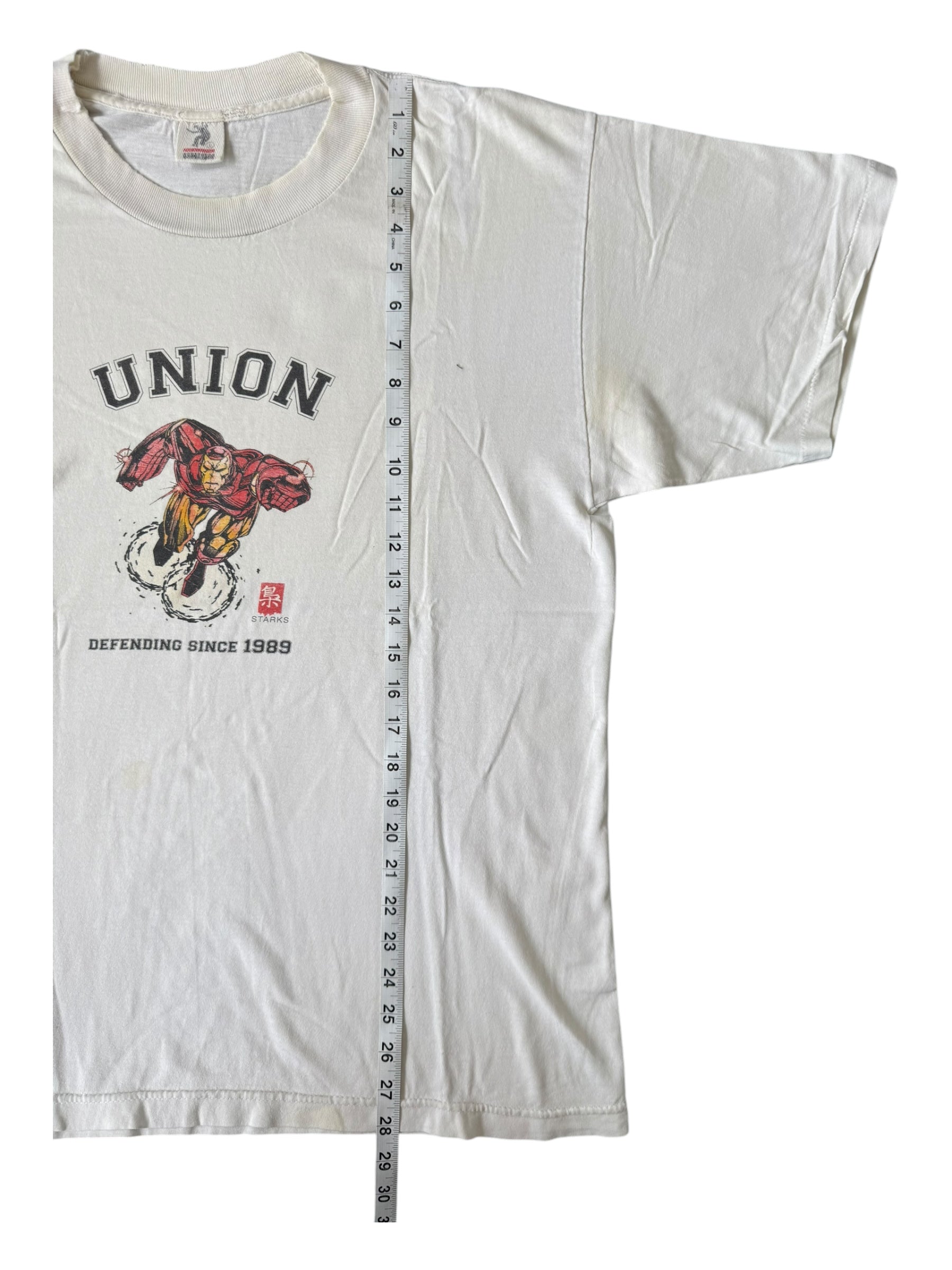 Union 90s Iron Man Starks White T-Shirt Size Large