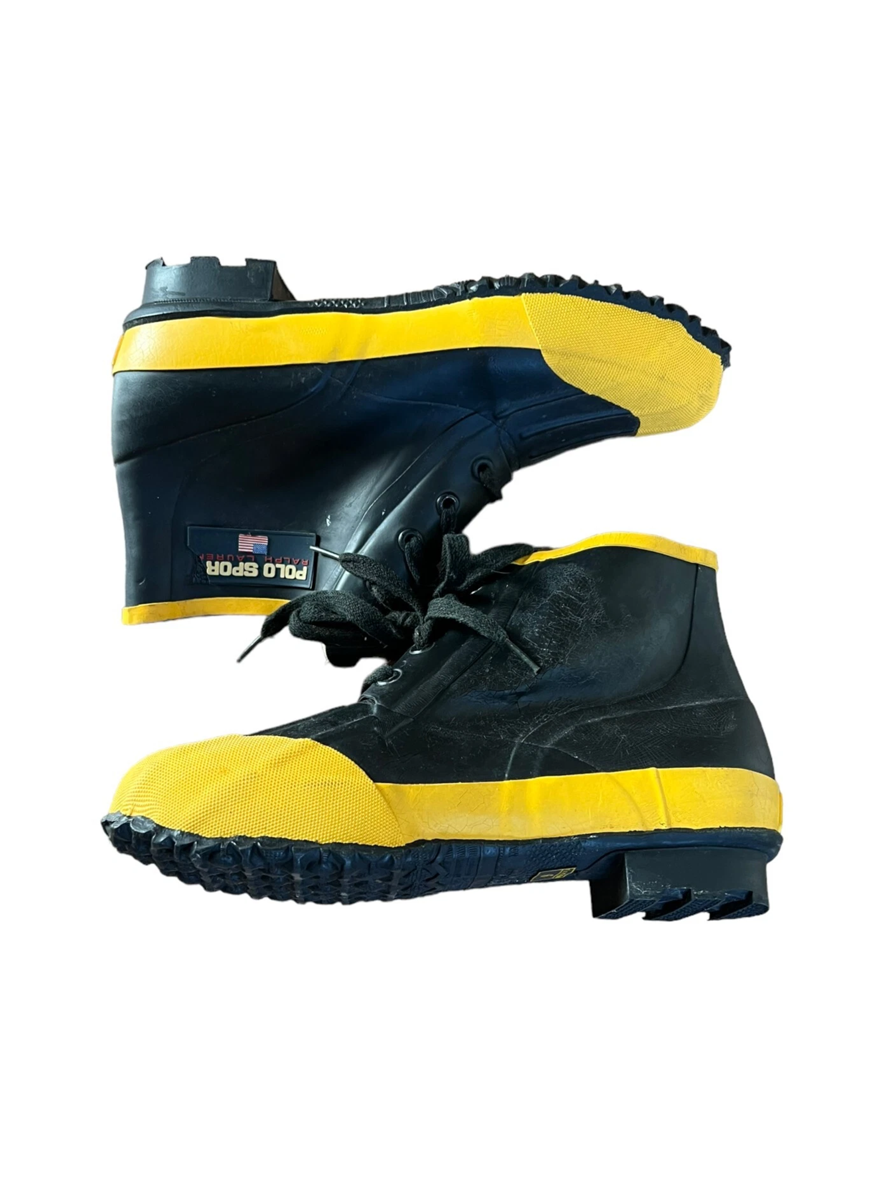 Ralph Lauren Polo Sport Yellow and Black Rain Duck Boots Size 9B