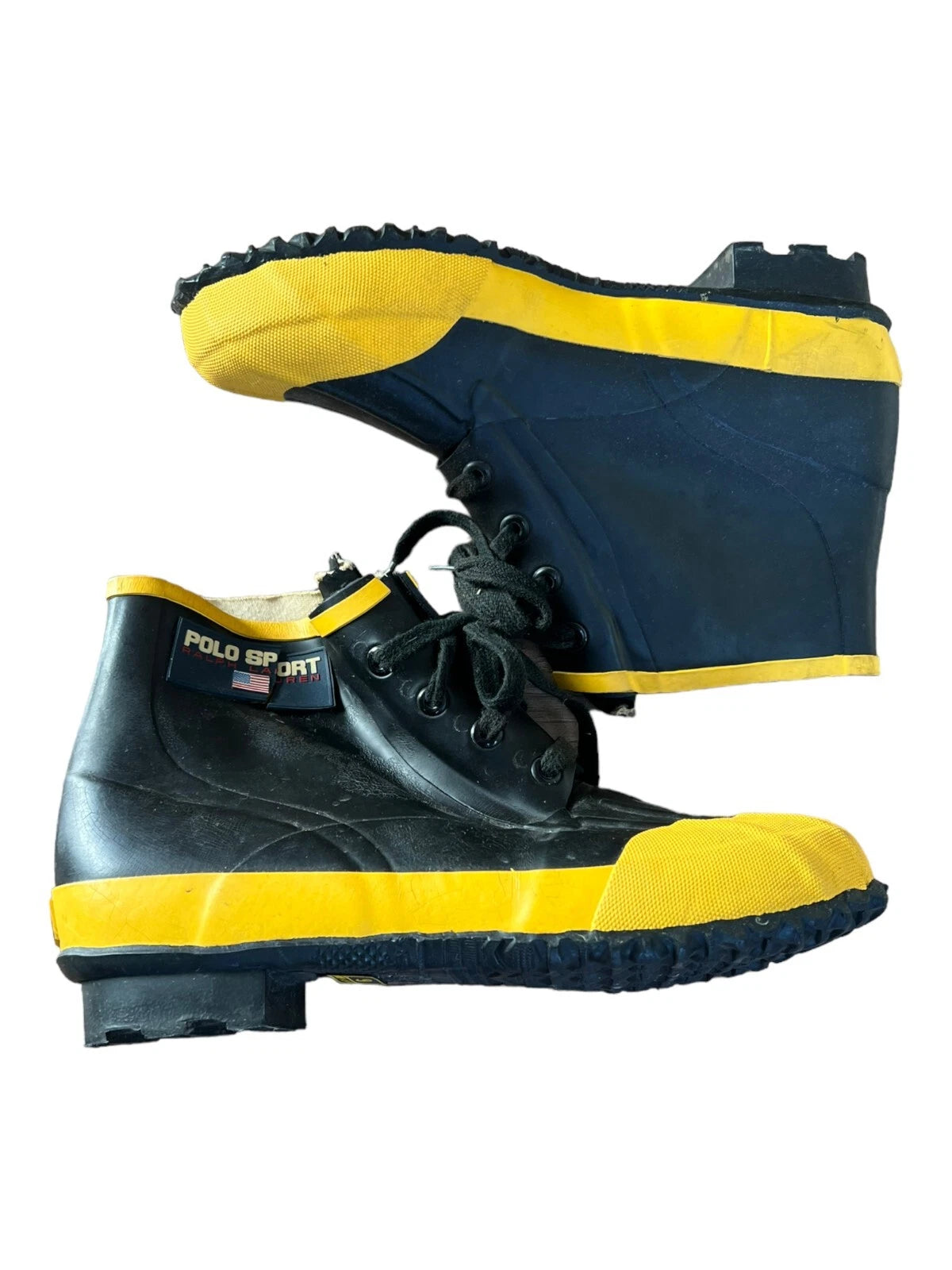 Ralph Lauren Polo Sport Yellow and Black Rain Duck Boots Size 9B