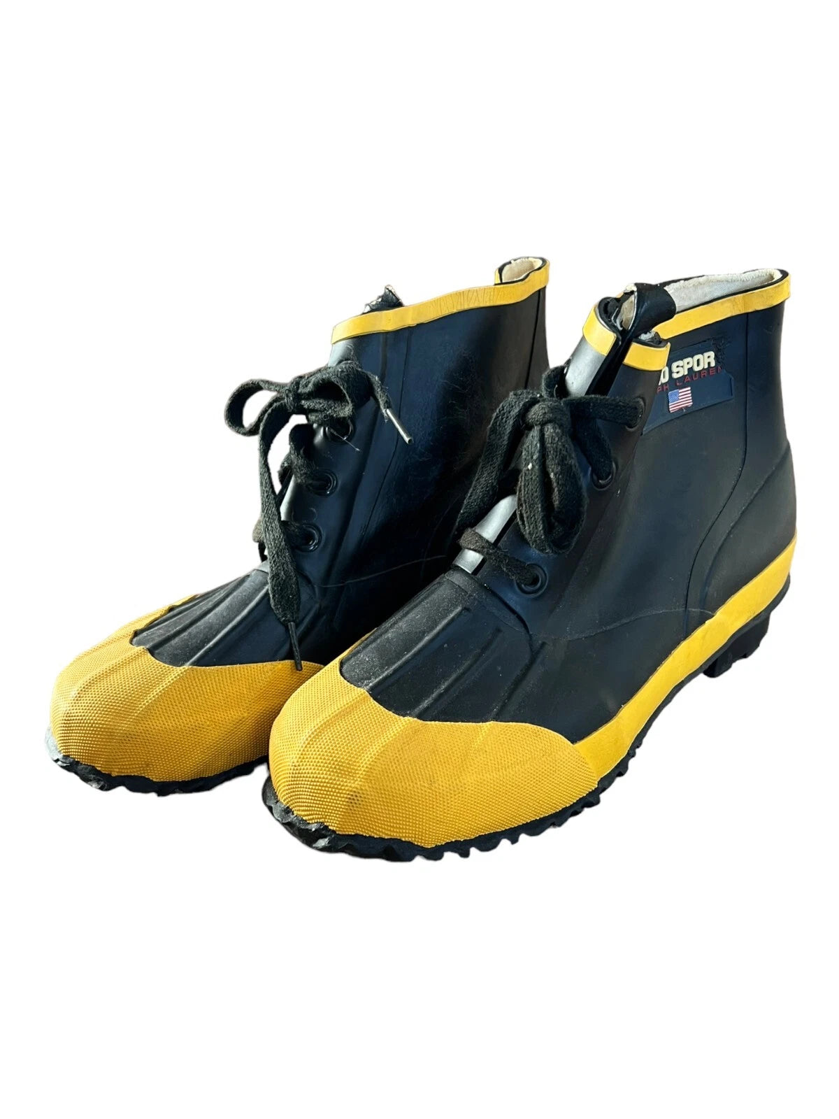 Ralph Lauren Polo Sport Yellow and Black Rain Duck Boots Size 9B