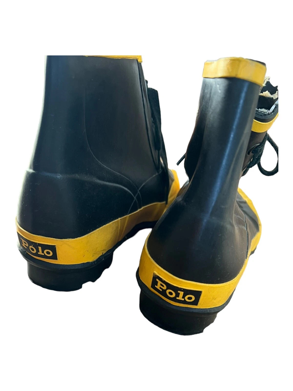 Ralph Lauren Polo Sport Yellow and Black Rain Duck Boots Size 9B