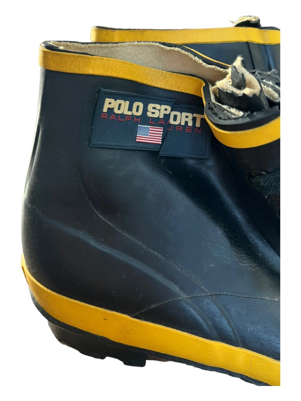 Ralph Lauren Polo Sport Yellow and Black Rain Duck Boots Size 9B
