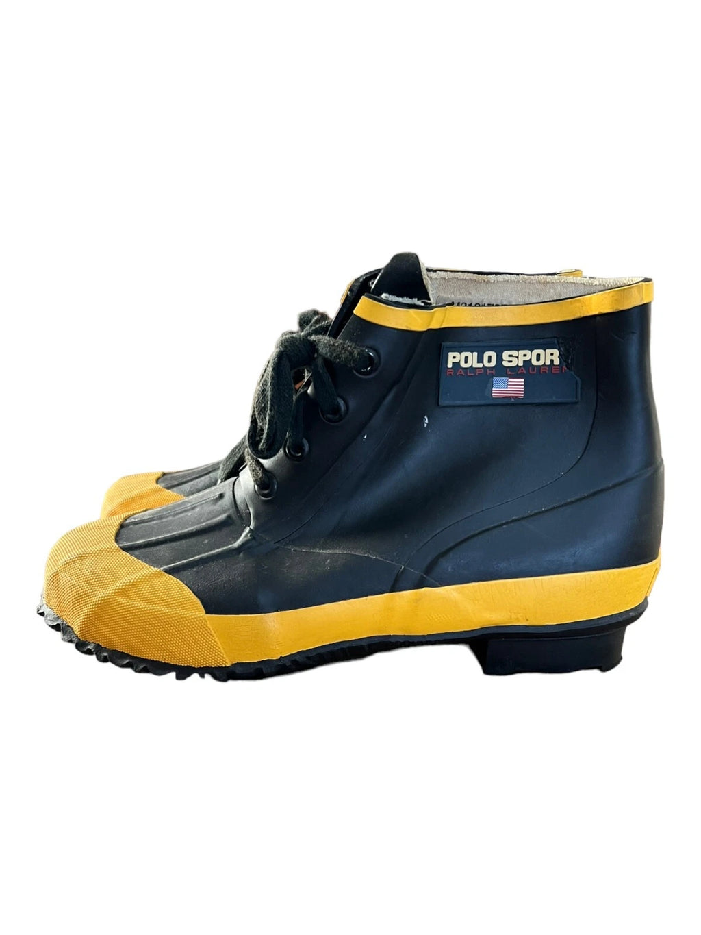Ralph Lauren Polo Sport Yellow and Black Rain Duck Boots Size 9B