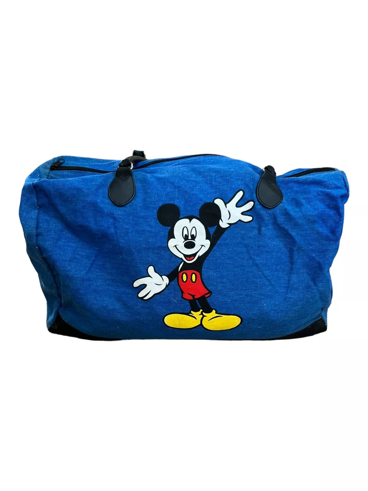 Disney 90s BLUE NYLON MICKEY MOUSE DUFFLE BAG BLACK STRAPS