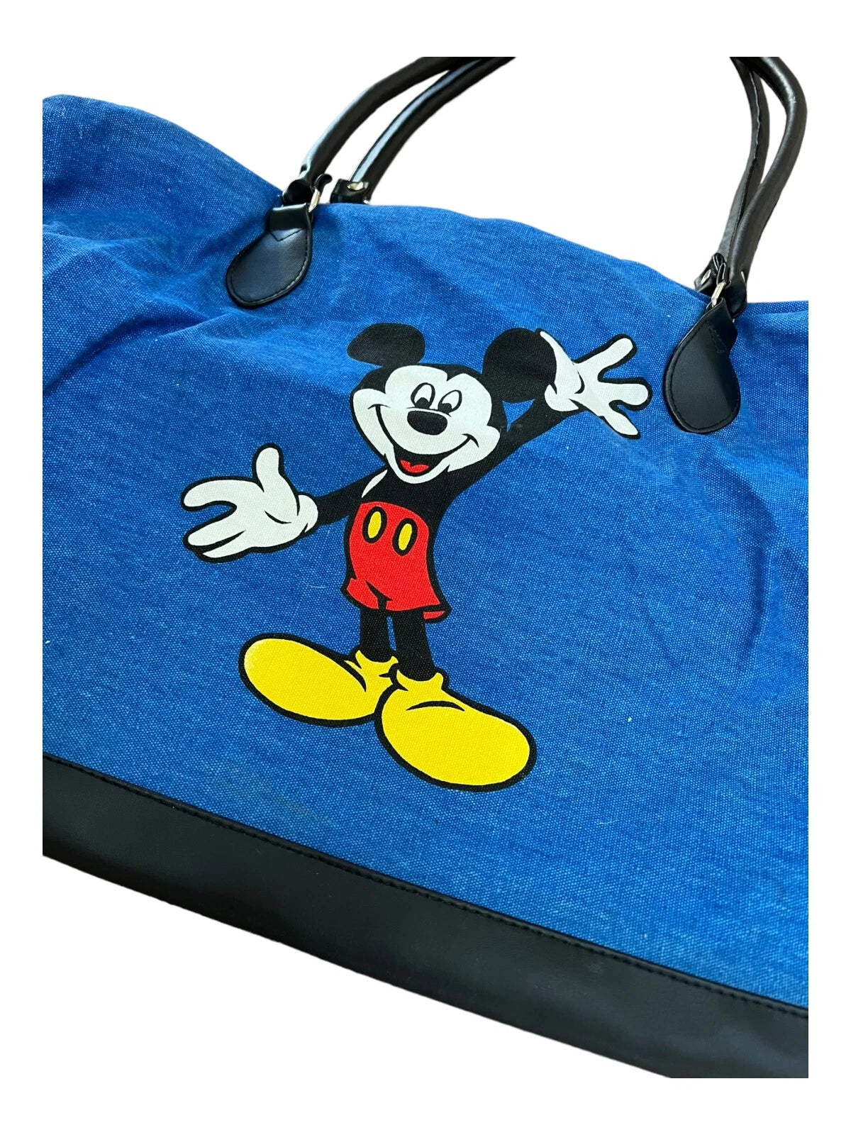 Disney 90s BLUE NYLON MICKEY MOUSE DUFFLE BAG BLACK STRAPS
